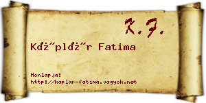 Káplár Fatima névjegykártya